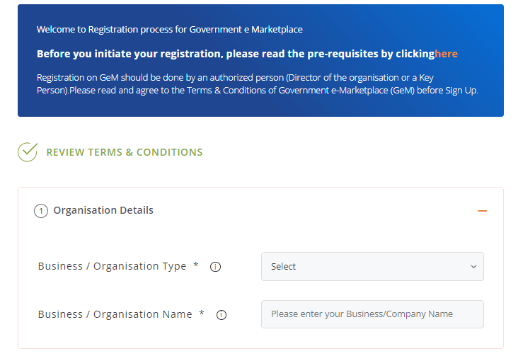 GeM Registration Form