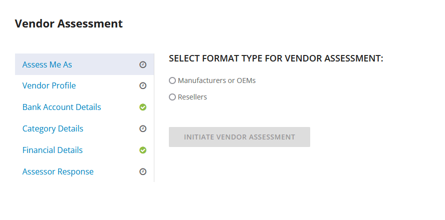 Vendor assessment type