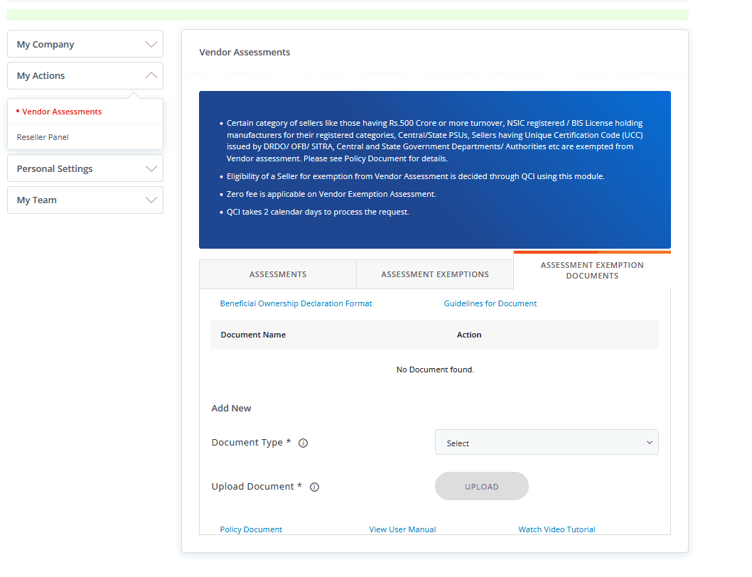 Vendor assessment doc